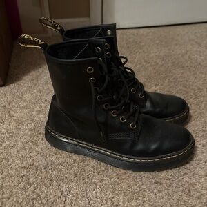 Dr. Martens Black Boots with Yellow Stitching